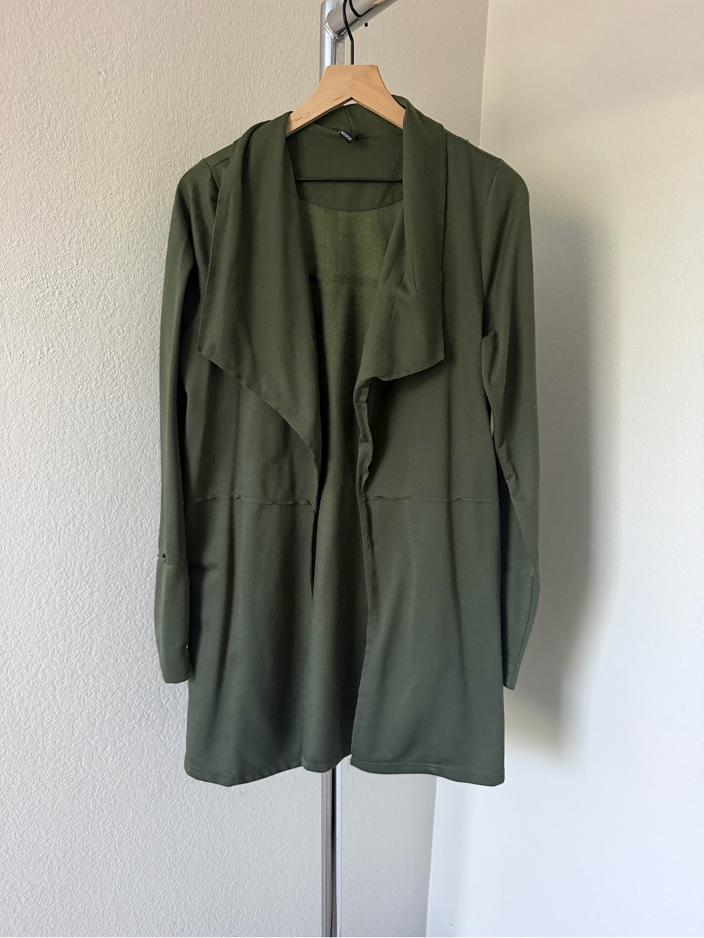Windsor Olive Green Draped Open-Front Trench Coat
